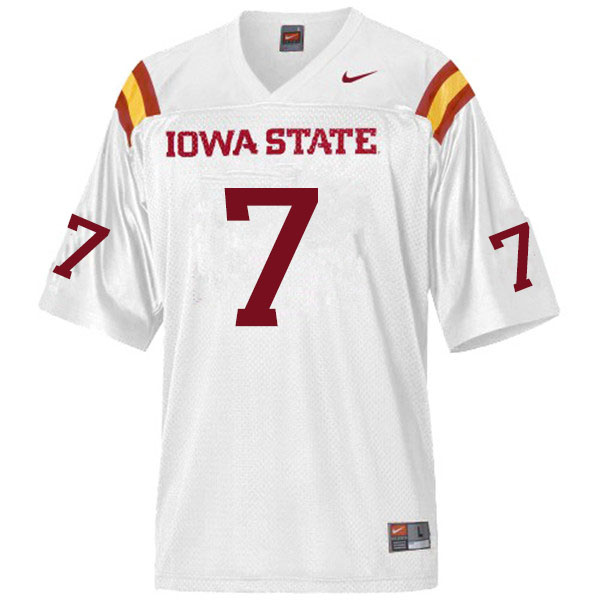 Men #7 La'Michael Pettway Iowa State Cyclones College Football Jerseys Sale-White